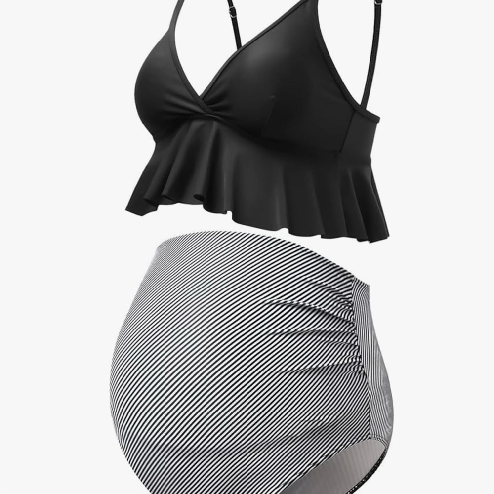 Black and White Maternity Bikini